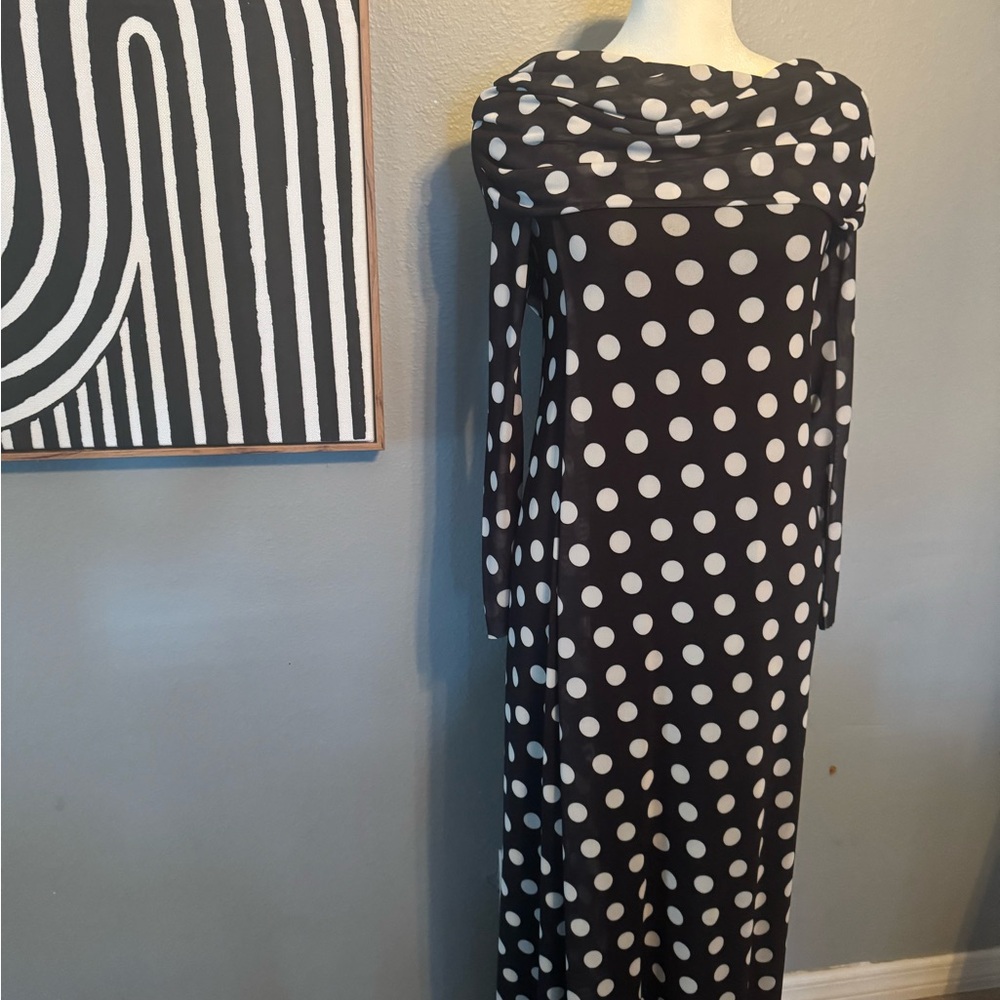 Elegant Black and White Polka Dot Dress